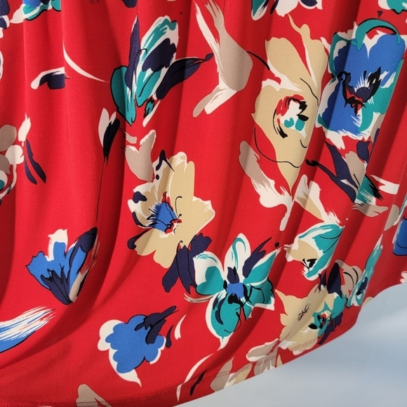 Evan Picone Women Multicolored Floral Dress Sz 10 Pleated Stretchy Elastic Waist - Picture 6 of 12